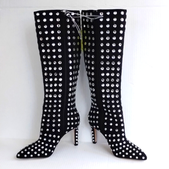 Gianni Bini knee high rhinestone boots, size 6M, pointed heels, Taylor Swift - Picture 2 of 8